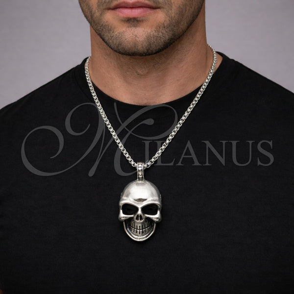 Stainless Steel Necklace — Pendant Necklace Skull Design Polished 04. 03 MM — alternate product view — SKU 164372 | Acero Inoxidable collar — Pendant Necklace Skull diseño pulido 04. 03 MM — SKU 164372