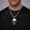 Stainless Steel Pendant Necklace, Skull Design, Polished, Steel Finish, 04.451.0008.24 (03 MM Thickness, 24 Inches Length)