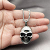 Stainless Steel Pendant Necklace, Skull Design, Polished, Steel Finish, 04.451.0008.24 (03 MM Thickness, 24 Inches Length)