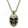 Stainless Steel Pendant Necklace, Skull Design, Polished, Steel Finish, 04.451.0008.24 (03 MM Thickness, 24 Inches Length)