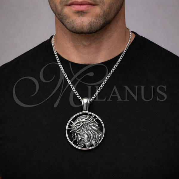 Stainless Steel Necklace — Pendant Necklace Jesus Design Polished 04. 03 MM — alternate product view — SKU 164373 | Acero Inoxidable collar — Pendant Necklace Jesus diseño pulido 04. 03 MM — SKU 164373