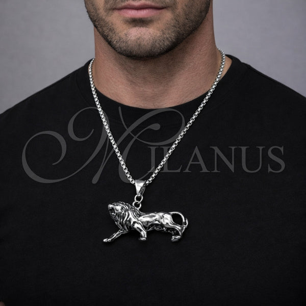 Stainless Steel Necklace — Pendant Necklace Lion Design Polished 04. 03 MM — alternate product view — SKU 164375 | Acero Inoxidable collar — Pendant Necklace Lion diseño pulido 04. 03 MM — SKU 164375