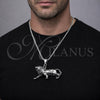 Stainless Steel Pendant Necklace, Lion Design, Polished, Steel Finish, 04.451.0011.24 (03 MM Thickness, 24 Inches Length)