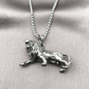 Stainless Steel Pendant Necklace, Lion Design, Polished, Steel Finish, 04.451.0011.24 (03 MM Thickness, 24 Inches Length)