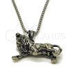 Stainless Steel Pendant Necklace, Lion Design, Polished, Steel Finish, 04.451.0011.24 (03 MM Thickness, 24 Inches Length)