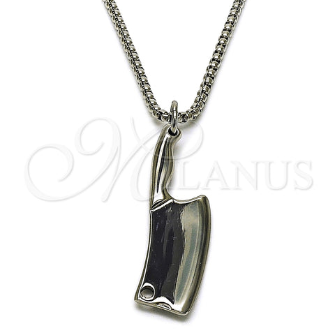 Stainless Steel Pendant Necklace, Polished, Steel Finish, 04.451.0012.24 (03 MM Thickness, 24 Inches Length)
