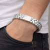Stainless Steel Solid Bracelet, Polished, Steel Finish, 03.222.0002.09 (Thickness, 9 Inches Length)