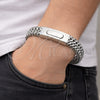 Stainless Steel Fancy Bracelet, Square Franco Design, Polished, Steel Finish, 03.222.0005.09 (Thickness, 9 Inches Length)