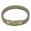 Stainless Steel Fancy Bracelet, Square Franco Design, Polished, Steel Finish, 03.222.0005.09 (Thickness, 9 Inches Length)