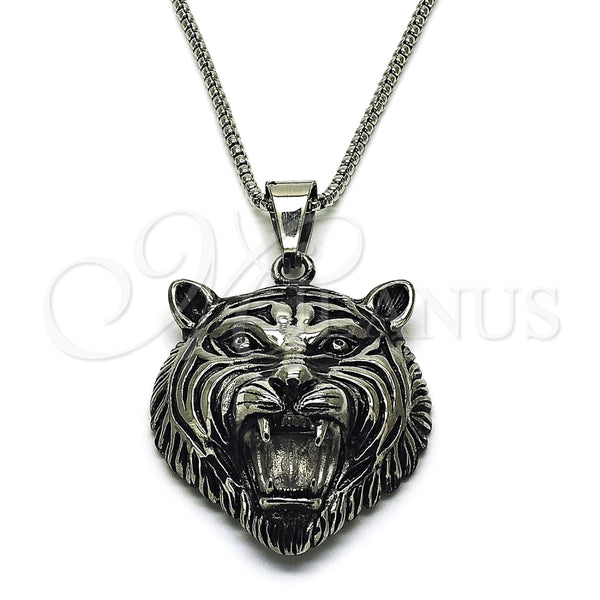 Stainless Steel Pendant Necklace, Polished, Steel Finish, 04.222.0001.24 (03 MM Thickness, 24 Inches Length)