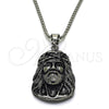Stainless Steel Pendant Necklace, Jesus Design, Polished, Steel Finish, 04.222.0002.24 (03 MM Thickness, 24 Inches Length)