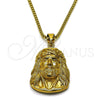 Stainless Steel Pendant Necklace, Jesus Design, Polished, Golden Finish, 04.222.0002.1.20 (03 MM Thickness, 20 Inches Length)