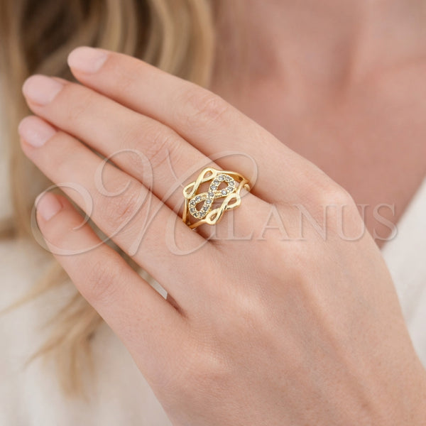 Gold Filled Ring — Multi Stone Ring Infinite Design with White Cubic — alternate product view — SKU 164387 | Oro Laminado anillo — Multi Stone Ring Infinite diseño with blanco Cubic — SKU 164387