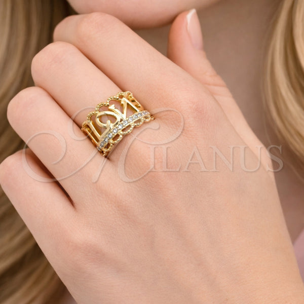 Gold Filled Ring — Multi Stone Ring Love Design with White Cubic — alternate product view — SKU 164388 | Oro Laminado anillo — Multi Stone Ring Love diseño with blanco Cubic — SKU 164388