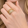 Oro Laminado Multi Stone Ring, Gold Filled Style Love Design, with White Cubic Zirconia, Polished, Golden Finish, 01.310.0050 (One size fits all)