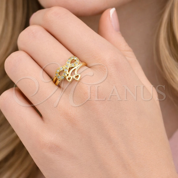 Gold Filled Ring — Multi Stone Ring Infinite Design with White Cubic — alternate product view — SKU 164389 | Oro Laminado anillo — Multi Stone Ring Infinite diseño with blanco Cubic — SKU 164389