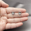 Rhodium Gold Filled Stud Earring, Heart Design, with White Micro Pave, Polished, Rhodium Finish, 02.310.0111