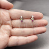 Rhodium Gold Filled Stud Earring, with Multicolor Cubic Zirconia, Polished, Rhodium Finish, 02.310.0116