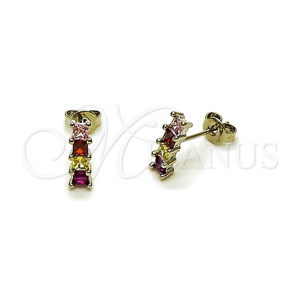 White Gold Filled Ring — Stud Earring with Multicolor Cubic Zirconia Polished 02. — main product view — SKU 164396 | Oro Laminado Blanco anillo — Stud Earring with Multicolor Cubic Zirconia pulido 02. — SKU 164396