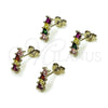 Rhodium Gold Filled Stud Earring, with Multicolor Cubic Zirconia, Polished, Rhodium Finish, 02.310.0116