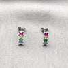 Rhodium Gold Filled Stud Earring, with Multicolor Cubic Zirconia, Polished, Rhodium Finish, 02.310.0116.1