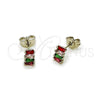 Rhodium Gold Filled Stud Earring, Baguette Design, with Multicolor Cubic Zirconia, Polished, Rhodium Finish, 02.310.0117