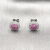 Rhodium Gold Filled Stud Earring, with Ruby and White Micro Pave, Polished, Rhodium Finish, 02.310.0118