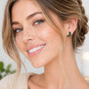 White Gold Filled Stud Earring, Baguette Design, with Green Cubic Zirconia, Polished, Rhodium Finish, 02.310.0119