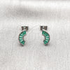 Rhodium Gold Filled Stud Earring, Baguette Design, with Green Cubic Zirconia, Polished, Rhodium Finish, 02.310.0119