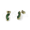 Rhodium Gold Filled Stud Earring, Baguette Design, with Green Cubic Zirconia, Polished, Rhodium Finish, 02.310.0119