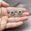 Rhodium Gold Filled Stud Earring, Cluster and Baguette Design, with Green and White Cubic Zirconia, Polished, Rhodium Finish, 02.452.0003