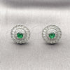 Rhodium Gold Filled Stud Earring, Cluster and Baguette Design, with Green and White Cubic Zirconia, Polished, Rhodium Finish, 02.452.0003