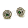 Rhodium Gold Filled Stud Earring, Cluster and Baguette Design, with Green and White Cubic Zirconia, Polished, Rhodium Finish, 02.452.0003
