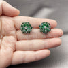 Rhodium Gold Filled Stud Earring, Flower Design, with Green Cubic Zirconia, Polished, Rhodium Finish, 02.452.0004.1