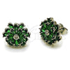 Rhodium Gold Filled Stud Earring, Flower Design, with Green Cubic Zirconia, Polished, Rhodium Finish, 02.452.0004.1