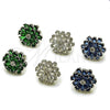 Rhodium Gold Filled Stud Earring, Flower Design, with Green Cubic Zirconia, Polished, Rhodium Finish, 02.452.0004.1