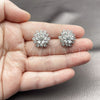 Rhodium Gold Filled Stud Earring, Flower Design, with White Cubic Zirconia, Polished, Rhodium Finish, 02.452.0004.2