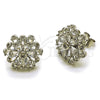 Rhodium Gold Filled Stud Earring, Flower Design, with White Cubic Zirconia, Polished, Rhodium Finish, 02.452.0004.2