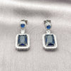 Rhodium Gold Filled Dangle Earring, Cluster Design, with Sapphire Blue and White Cubic Zirconia, Polished, Rhodium Finish, 02.452.0006