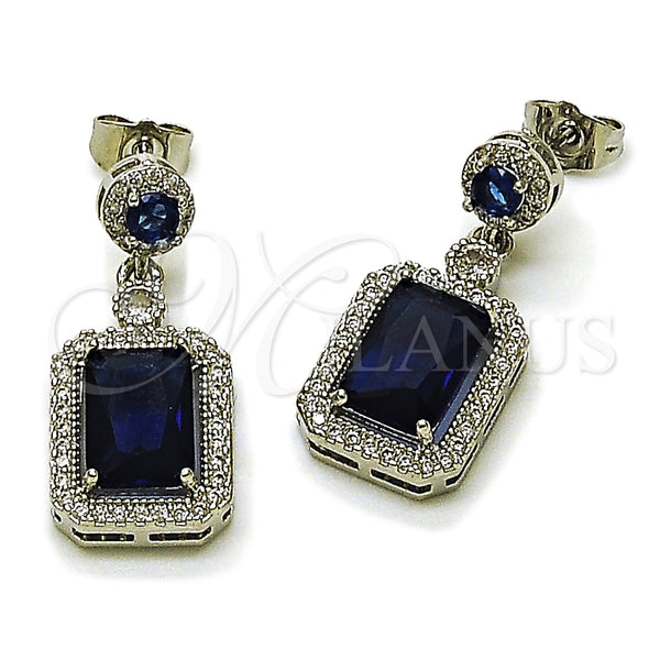 White Gold Filled Ring — Dangle Earring Cluster Design with Sapphire Blue and — main product view — SKU 164417 | Oro Laminado Blanco anillo — Dangle Earring Cluster diseño with Sapphire Blue and — SKU 164417