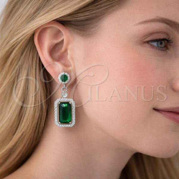 White Gold Filled Ring — Dangle Earring Cluster Design with Green and White — alternate product view — SKU 164418 | Oro Laminado Blanco anillo — Dangle Earring Cluster diseño with Green and blanco — SKU 164418