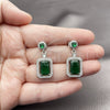 Rhodium Gold Filled Dangle Earring, Cluster Design, with Green and White Cubic Zirconia, Polished, Rhodium Finish, 02.452.0006.1