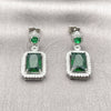 Rhodium Gold Filled Dangle Earring, Cluster Design, with Green and White Cubic Zirconia, Polished, Rhodium Finish, 02.452.0006.1