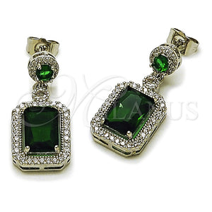 White Gold Filled Ring — Dangle Earring Cluster Design with Green and White — main product view — SKU 164418 | Oro Laminado Blanco anillo — Dangle Earring Cluster diseño with Green and blanco — SKU 164418
