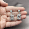 Rhodium Gold Filled Dangle Earring, Cluster Design, with White Cubic Zirconia, Polished, Rhodium Finish, 02.452.0006.2