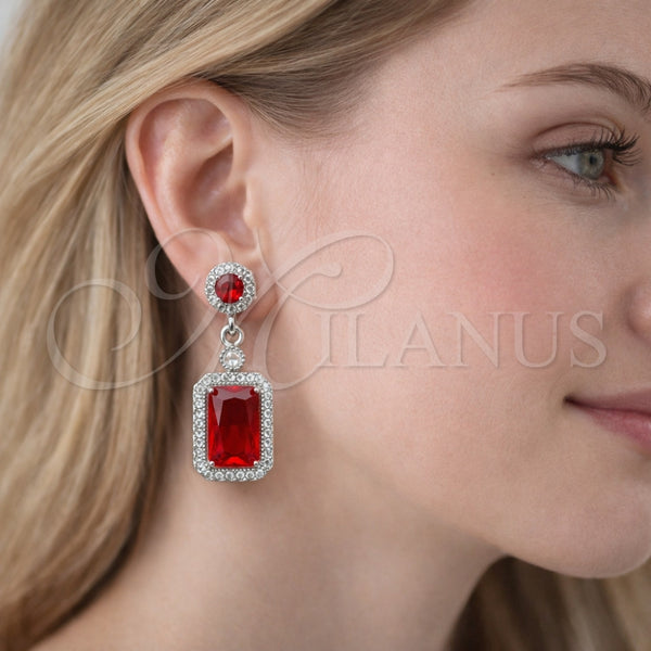 White Gold Filled Ring — Dangle Earring Cluster Design with Garnet and White — alternate product view — SKU 164420 | Oro Laminado Blanco anillo — Dangle Earring Cluster diseño with Garnet and blanco — SKU 164420