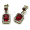 Rhodium Gold Filled Dangle Earring, Cluster Design, with Garnet and White Cubic Zirconia, Polished, Rhodium Finish, 02.452.0006.3
