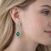 Rhodium Gold Filled Dangle Earring, Teardrop and Wings Design, with Sapphire Blue Cubic Zirconia, Polished, Rhodium Finish, 02.452.0008.3