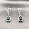 Rhodium Gold Filled Dangle Earring, Teardrop and Wings Design, with Sapphire Blue Cubic Zirconia, Polished, Rhodium Finish, 02.452.0008.3