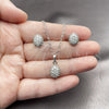 Rhodium Gold Filled Earring and Pendant Adult Set, with White Cubic Zirconia, Polished, Rhodium Finish, 10.452.0001